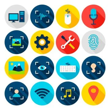 Big Data AI Flat Icons イラスト素材