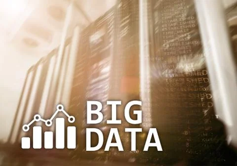 Big data analysing server. Internet and technology. Illustrazione stock