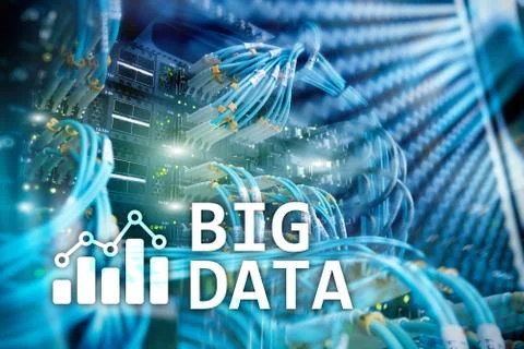 Big data analysing server. Internet and technology. Illustrazione stock