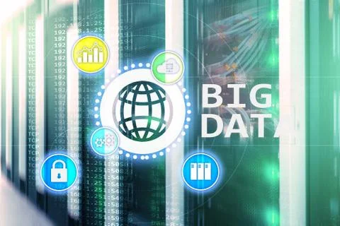Big data analysing server. Internet and technology. 스톡 일러스트