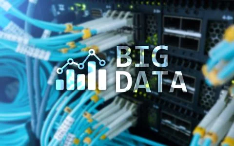 Big data analysing server. Internet and technology. Illustrazione stock