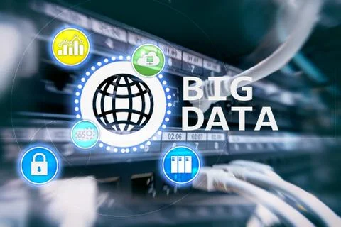Big data analysing server. Internet and technology. 스톡 일러스트