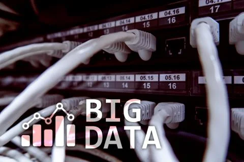 Big data analysing server. Internet and technology. Illustrazione stock
