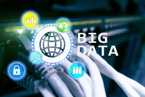 Big data analysing server. Internet and technology. 스톡 일러스트