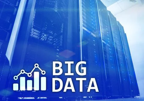 Big data analysing server. Internet and technology. Illustrazione stock