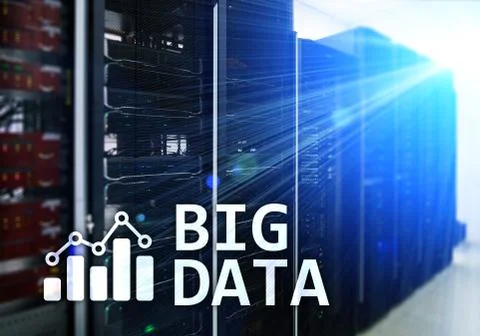 Big data analysing server. Internet and technology. Illustrazione stock