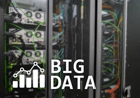 Big data analysing server. Internet and technology. Illustrazione stock