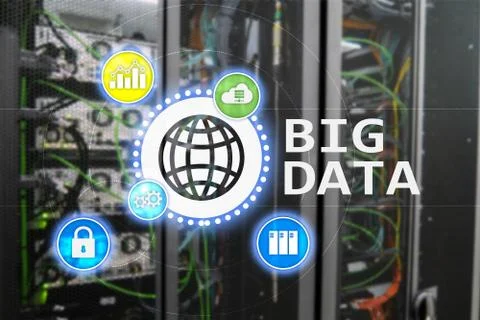 Big data analysing server. Internet and technology. 스톡 일러스트