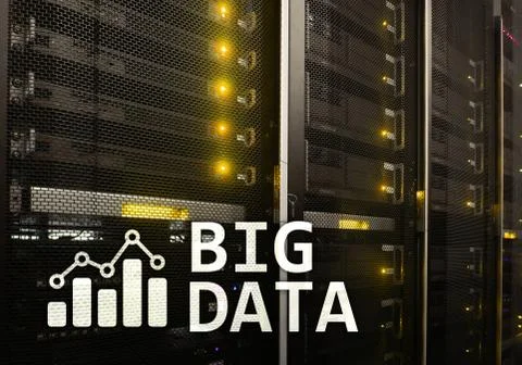 Big data analysing server. Internet and technology. Illustrazione stock
