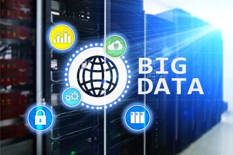Big data analysing server. Internet and technology. 스톡 일러스트