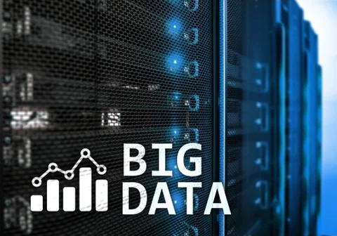 Big data analysing server. Internet and technology. Illustrazione stock