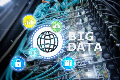 Big data analysing server. Internet and technology. 스톡 일러스트