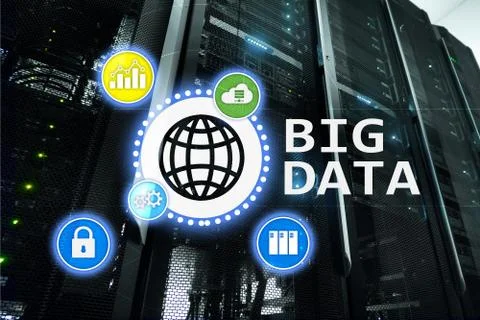 Big data analysing server. Internet and technology. 스톡 일러스트