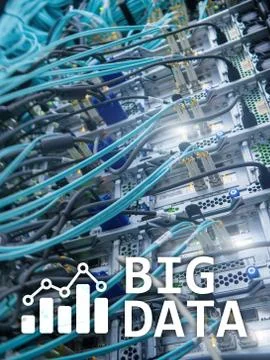 Big data analysing server. Internet and technology. Illustrazione stock
