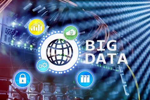 Big data analysing server. Internet and technology. 스톡 일러스트