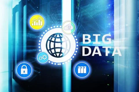 Big data analysing server. Internet and technology. 스톡 일러스트