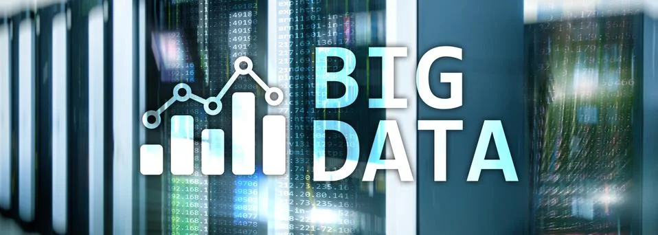 Big data analysing server. Internet and technology. Illustrazione stock