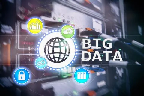 Big data analysing server. Internet and technology. Stock Photos