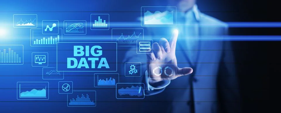 Big data analysis, business intelligence, technology solutions concept on 스톡 사진