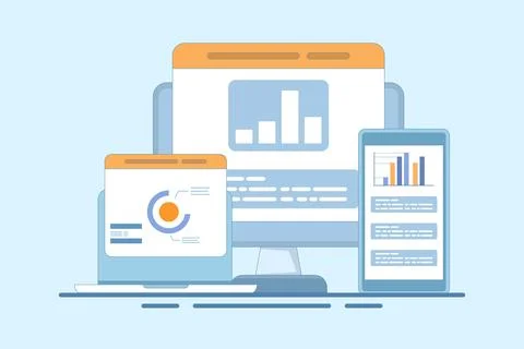 Big data analysis concept on computer 스톡 일러스트