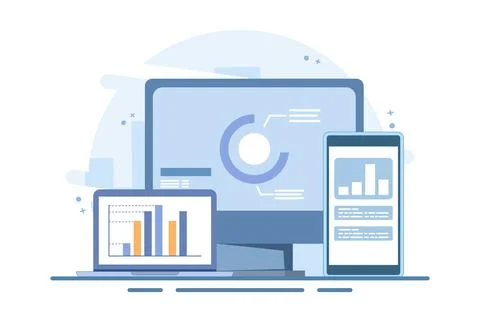 Big data analysis concept on computer Stock-Illustration