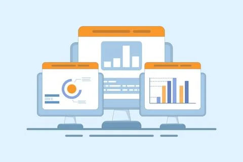 Big data analysis concept on computer 스톡 일러스트