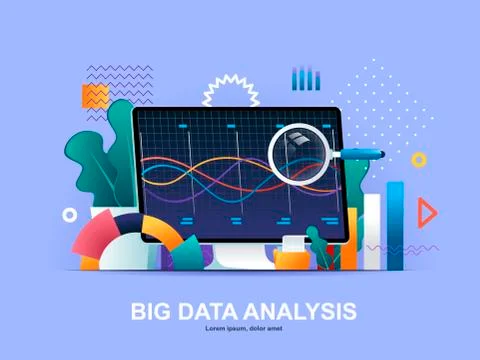 Big data analysis flat concept with gradients. Stock Illustration