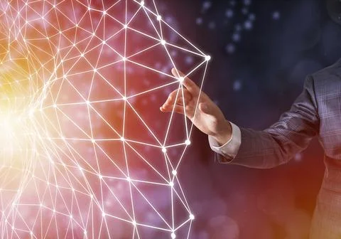 Big data analysis futuristic concept with network mesh and artificial intelli Foto stock