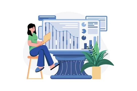 Big Data Analysis Illustration concept. A flat illustration isolated on whi.. 스톡 일러스트