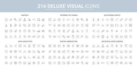 Big data analysis, IoT and AI, digital innovation and fintech, electronics line 스톡 일러스트