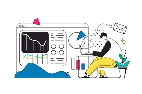Big Data Analysis Outline Illustration Stock Illustration
