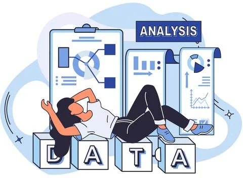Big data analysis. Process of analyzing complex data sources for effective 스톡 일러스트