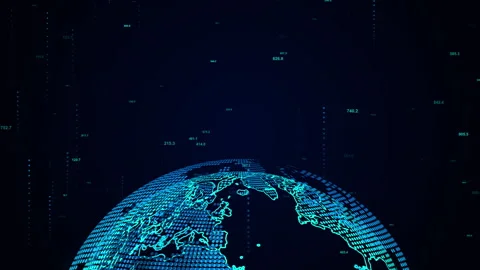 Big data analysis technology, Digital world map futuristic abstract backgroun 스톡 동영상 343809807