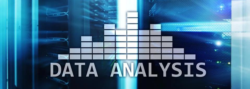 Big Data analysis text on server room background. Internet and modern technology Stock Illustration