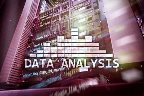 Big Data analysis text on server room background. Internet and modern technol 写真素材
