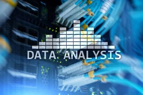 Big Data analysis text on server room background. Internet and modern technology 写真素材
