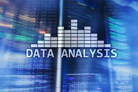 Big Data analysis text on server room background. Internet and modern technology 写真素材