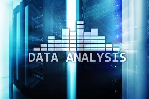 Big Data analysis text on server room background. Internet and modern technology 写真素材