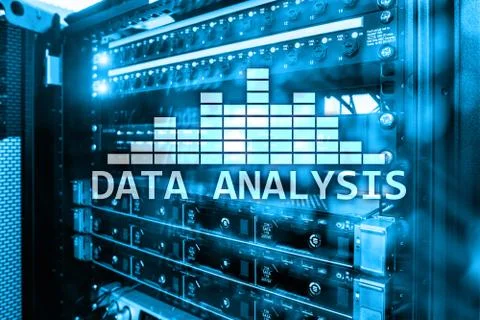 Big Data analysis text on server room background. Internet and modern technology 写真素材
