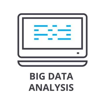 Big data analysis thin line icon, sign, symbol, illustation, linear concept 스톡 일러스트