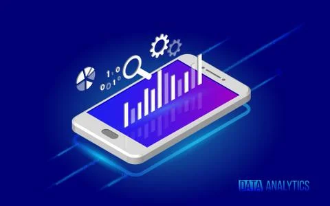 Big data analysis tools. Isometric design modern vector illustration. イラスト素材