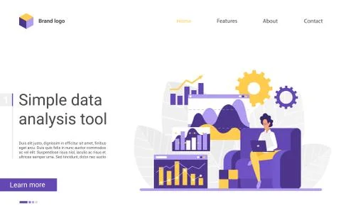 Big data analysis vector illustration, website interface design with cartoon Illustrazione stock