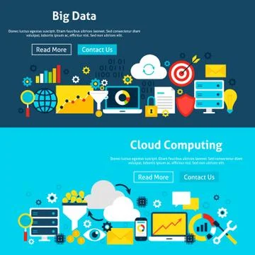 Big Data Analysis Website Banners Stock Illustration