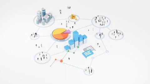 Big data analytics, abstract concept. Graphs and charts showing information a Stock Illustration