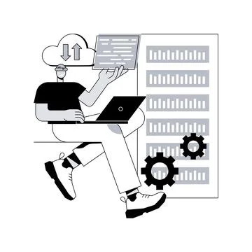 Big data analytics abstract concept vector illustration. Illustrazione stock