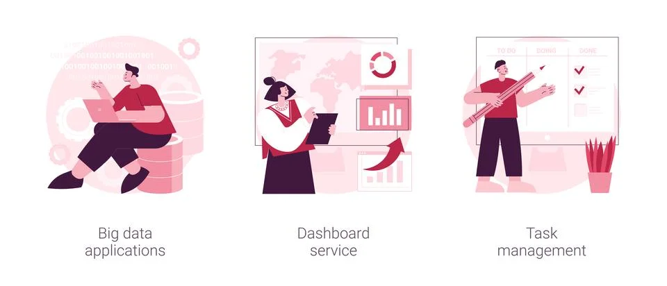 Big data analytics abstract concept vector illustrations. Stockillustratie