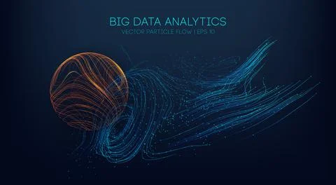 Big data analytics abstract vector background. 3d vector sphere data stream in イラスト素材