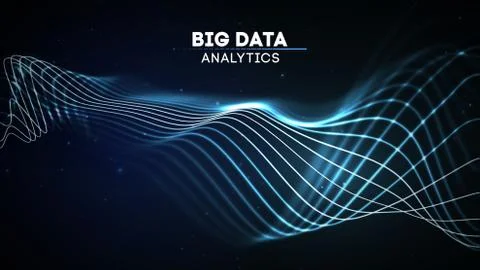 Big Data analytics, abstract wave music background. Digital sound wave abstract Stock Illustration