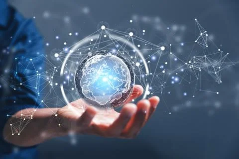 Big data analytics and business intelligence concept. Business person holdi.. Foto stock