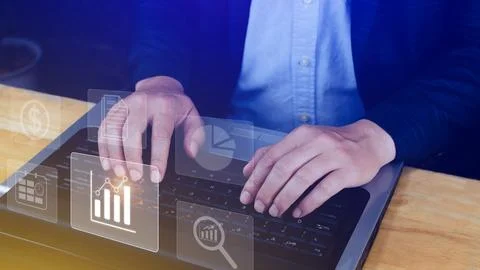 Big data analytics and business intelligence BI concept with chart and grap.. Stock Photos